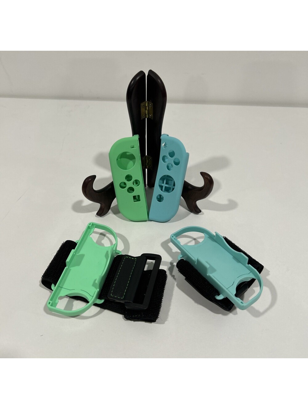 Nintendo Switch Joy-Con Silicone Skin Case Hard Covers Teal Green Wrist Straps